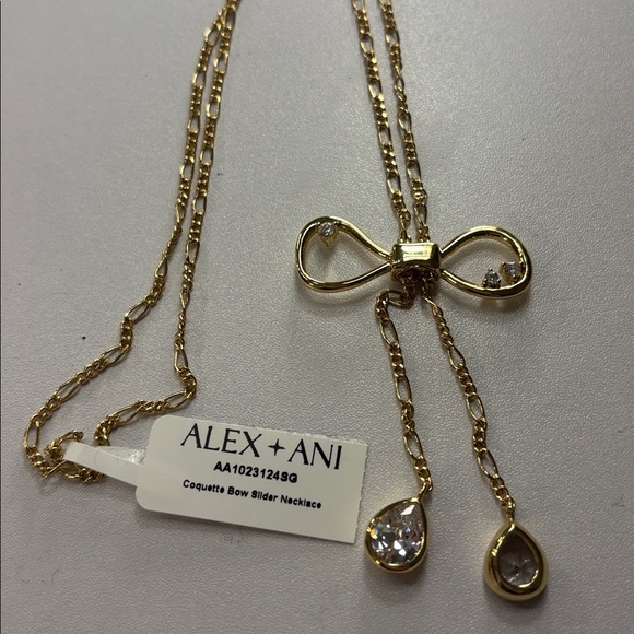 Alex and Ani Gold Coquette Bow Slider Necklace NWT - Picture 2 of 2